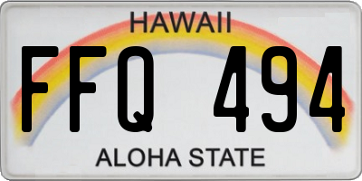 HI license plate FFQ494