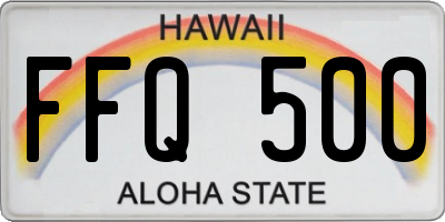 HI license plate FFQ500