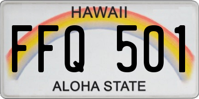 HI license plate FFQ501