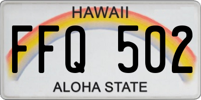 HI license plate FFQ502