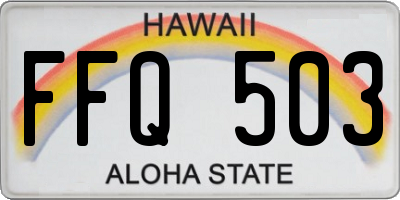 HI license plate FFQ503