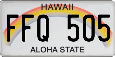 HI license plate FFQ505