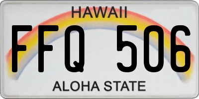 HI license plate FFQ506