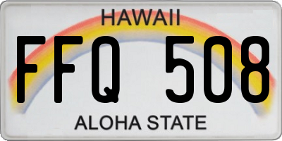 HI license plate FFQ508