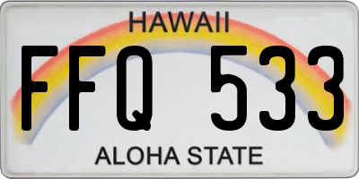 HI license plate FFQ533