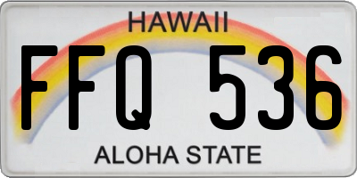 HI license plate FFQ536