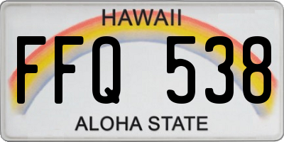 HI license plate FFQ538