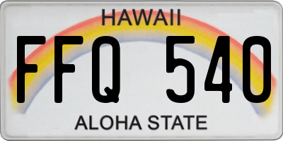 HI license plate FFQ540