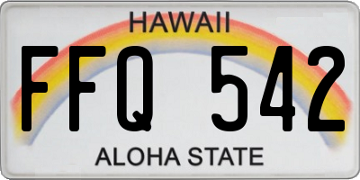 HI license plate FFQ542