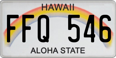 HI license plate FFQ546