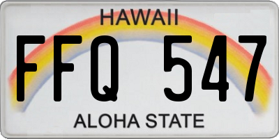 HI license plate FFQ547