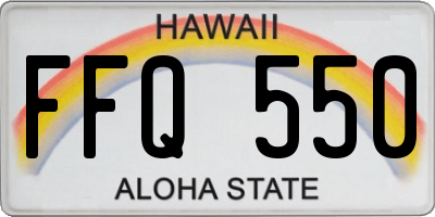 HI license plate FFQ550