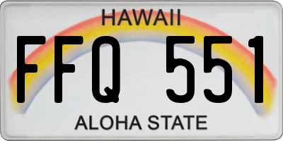 HI license plate FFQ551