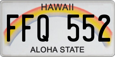 HI license plate FFQ552