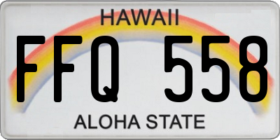 HI license plate FFQ558