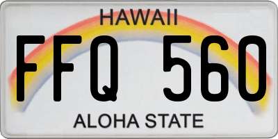 HI license plate FFQ560