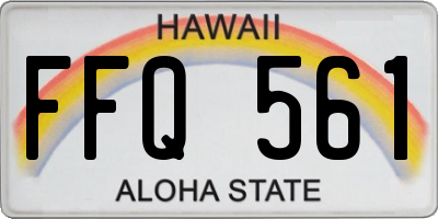 HI license plate FFQ561