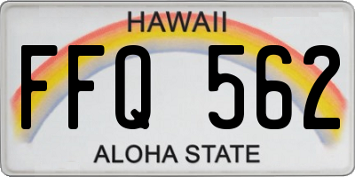 HI license plate FFQ562