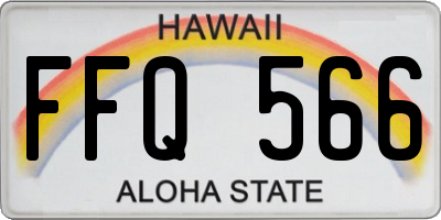 HI license plate FFQ566