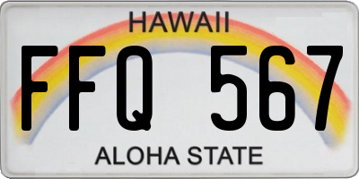 HI license plate FFQ567