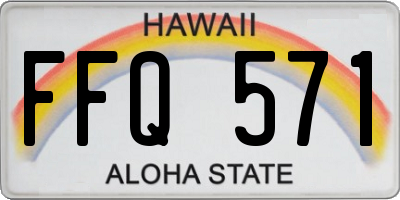 HI license plate FFQ571
