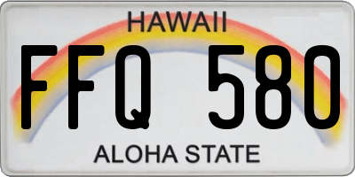 HI license plate FFQ580