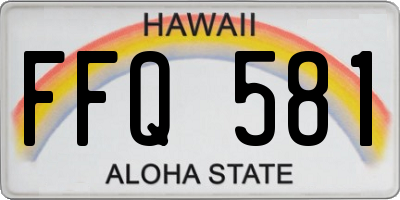 HI license plate FFQ581