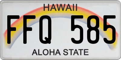 HI license plate FFQ585
