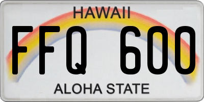 HI license plate FFQ600