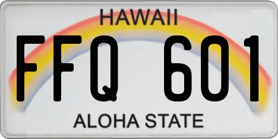 HI license plate FFQ601