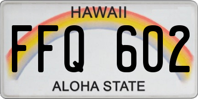 HI license plate FFQ602