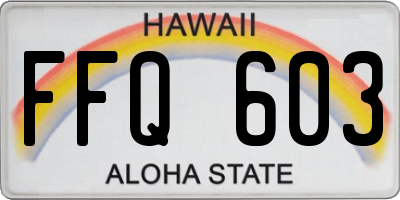 HI license plate FFQ603