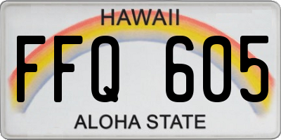 HI license plate FFQ605