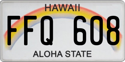 HI license plate FFQ608