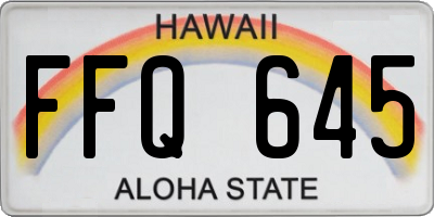 HI license plate FFQ645