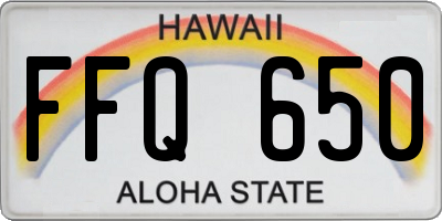 HI license plate FFQ650