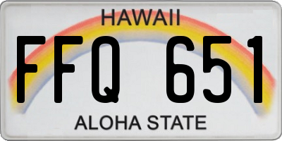 HI license plate FFQ651