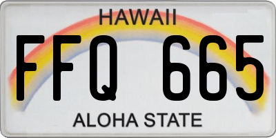 HI license plate FFQ665