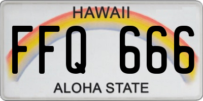 HI license plate FFQ666