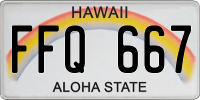 HI license plate FFQ667