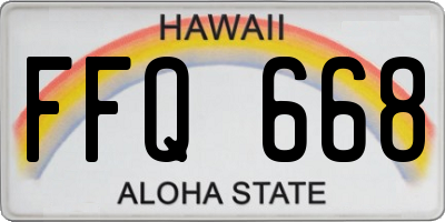 HI license plate FFQ668
