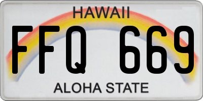 HI license plate FFQ669