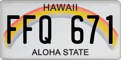 HI license plate FFQ671