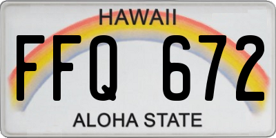 HI license plate FFQ672