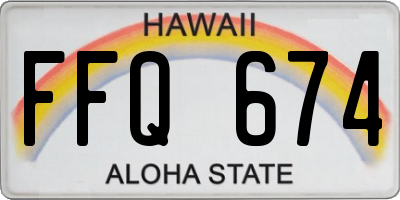 HI license plate FFQ674