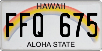 HI license plate FFQ675