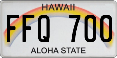 HI license plate FFQ700