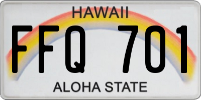 HI license plate FFQ701