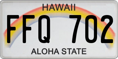 HI license plate FFQ702
