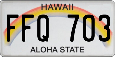 HI license plate FFQ703